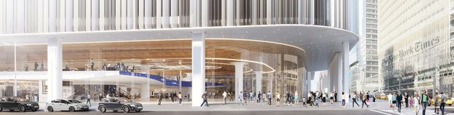 Wide angle rendering of the Port Authority exterior